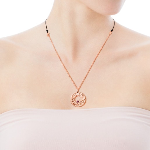Rose Vermeil Silver TOUS Mama Necklace with Rubies