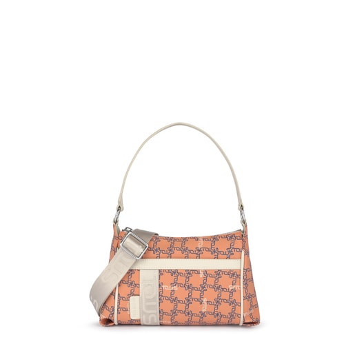 Mini orange-beige Tous Logogram shoulder bag