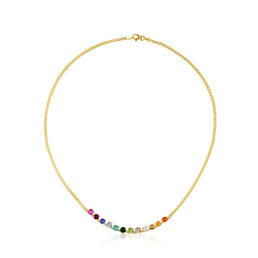 Gold Mix Color Necklace with Gemstones