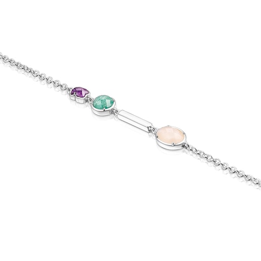 Bracciale in argento e pietre preziose dai colori freddi