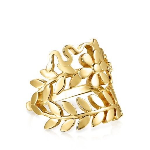 Silver Vermeil Real Mix Leaf Ring