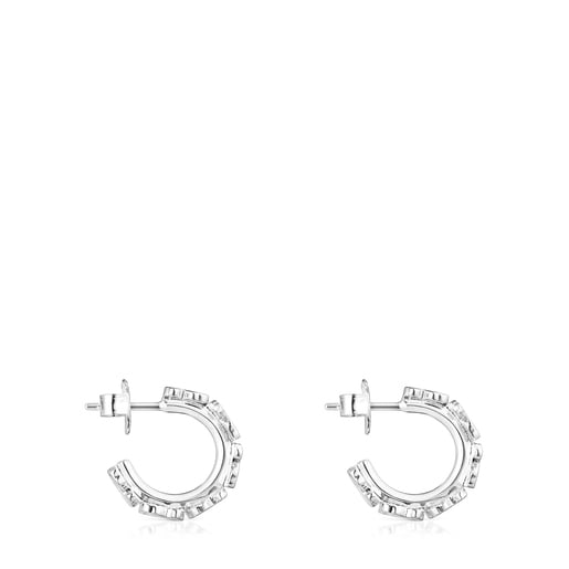 Silver Straight hoop Earrings | TOUS