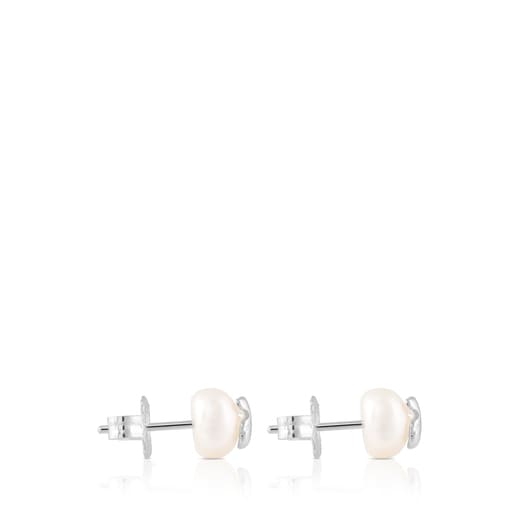 Silver TOUS Bear Earrings with Pearl