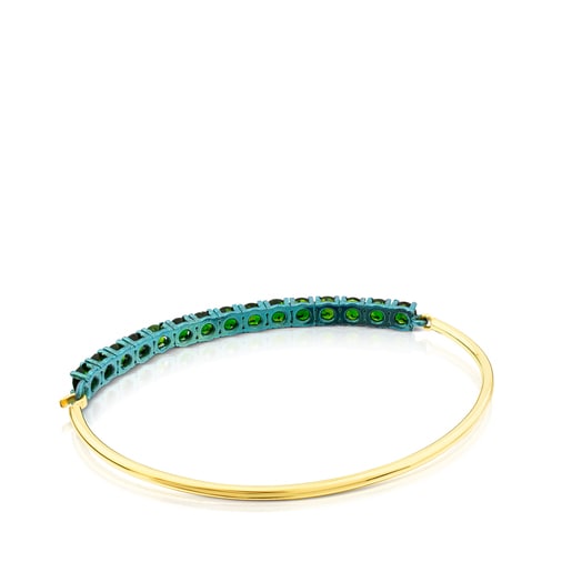 ATELIER Titanium Bangle with Gold and Diopsides