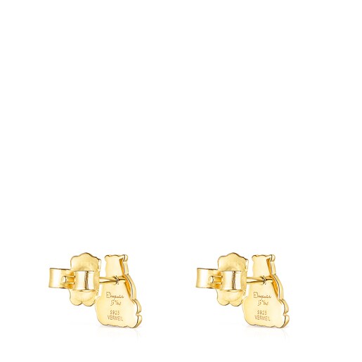 Pendientes oso con baño de oro 18 kt sobre plata Save