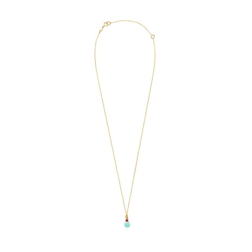 Mini Ivette Necklace in Gold with Amazonite and Ruby
