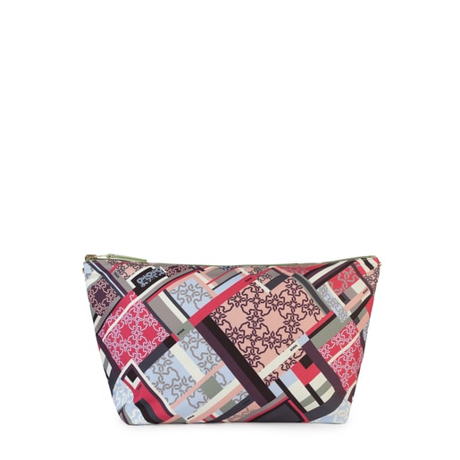 Medium khaki-multicolored Kaos Shock Reversible Scarf Handbag