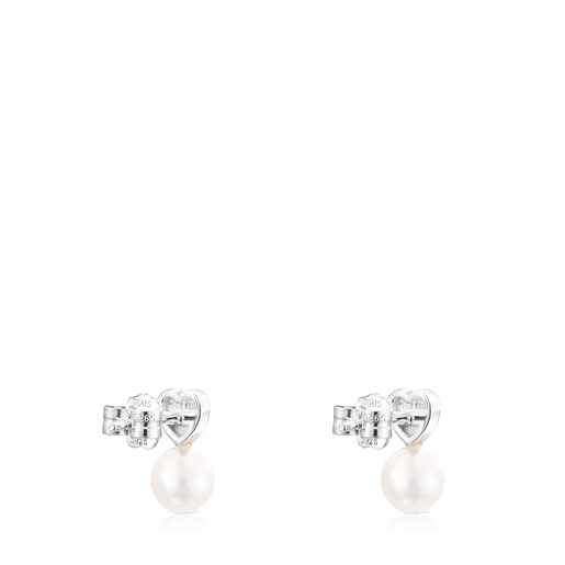 Boucles d'oreilles Puppies cœur en Argent et Perle