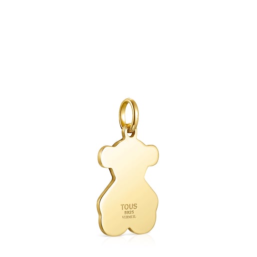 Large Minifiore bear Pendant in Silver Vermeil and Murano Glass