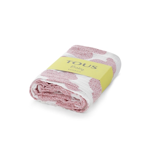 Microprint Bamboo Muslin blanket in Pink