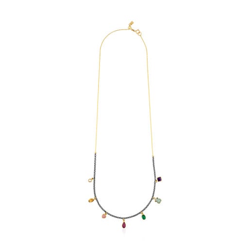 Gold and Silver Gem Power Necklace with Gemstones