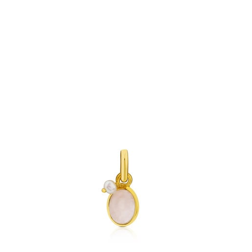 TOUS Rose Quartz and Pearl Gold-Plated Pendant