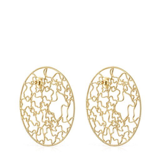 Aretes Artesanías de Colombia disco con baño de oro 18 kt sobre plata