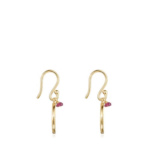La XIII Earrings in Silver Vermeil with Mother-of-Pearl and Ruby
