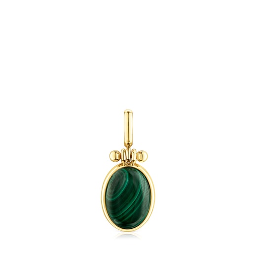 Silver Vermeil Fragile Nature Pendant with Malachite | TOUS