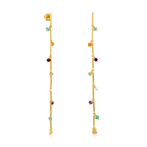 Vermeil Silver Elise Earrings with Gemstones and Pearl | TOUS