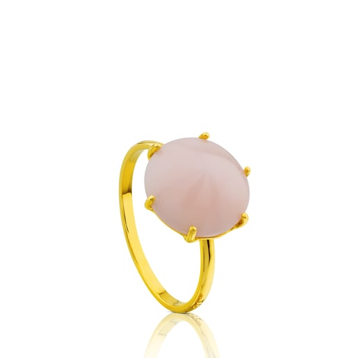 Gold Tack Conica Ring with Opal