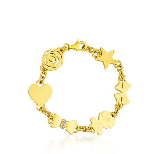 Gold New Sweet Dolls Bracelet with Diamond
