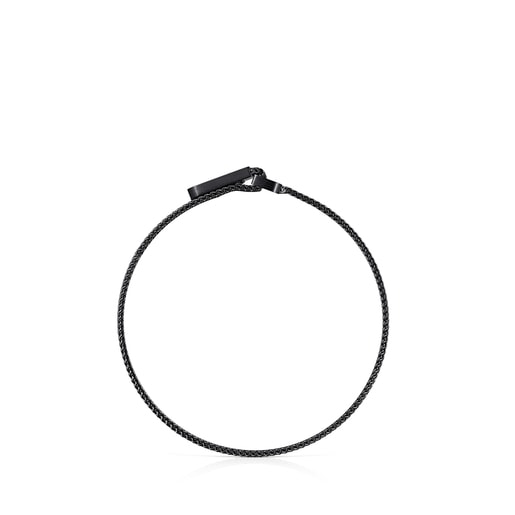 Black IP Steel Mesh Bracelet with magnet closure