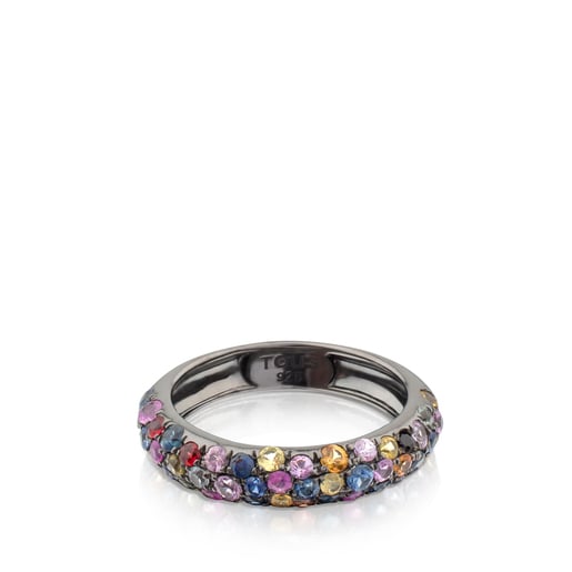 Silver TOUS Fantasy Ring with multicolor sapphires