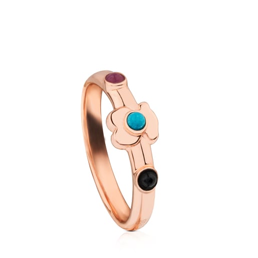 Rose Vermeil Silver Super Power Ring with Gemstones