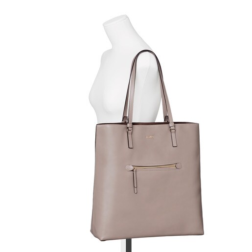 Large taupe Leather Tulia Shopping bag