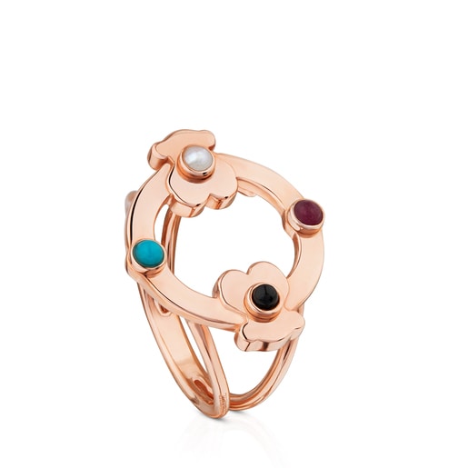 Rose Vermeil Silver Super Power Ring with Gemstones