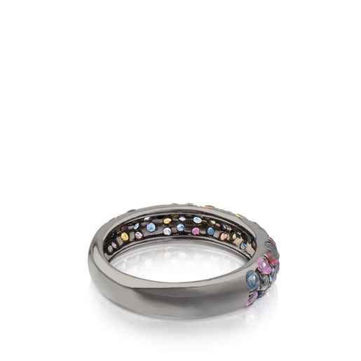 Anillo de plata y zafiros multicolor Fantasy