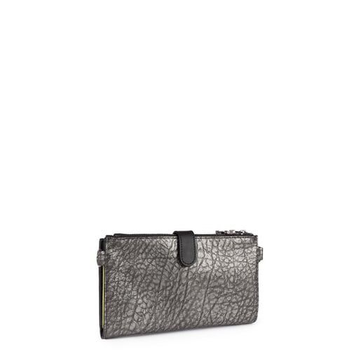 Silver leather Bridgy wallet-clutch