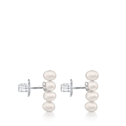 Silver TOUS Straight Earrings with Pearls