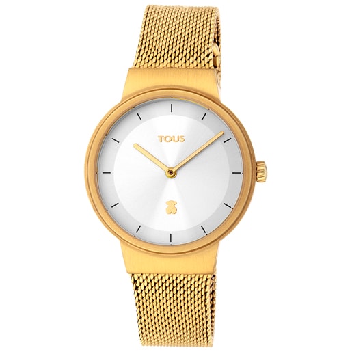 Reloj Rond Mesh de acero IP dorado