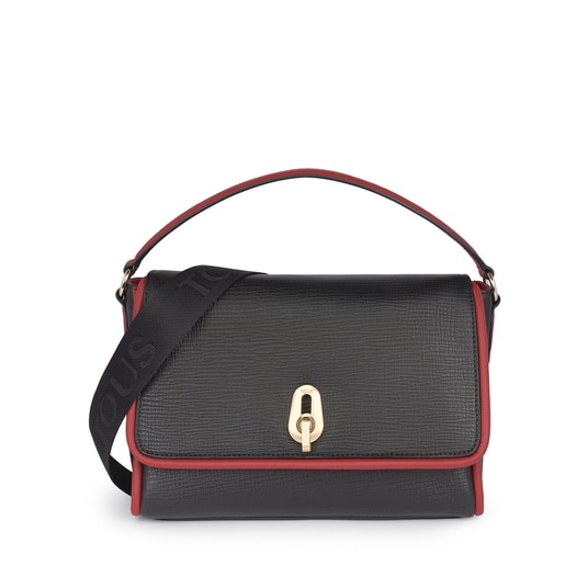 Small leather black-red Bridgy Luxe crossbody bag