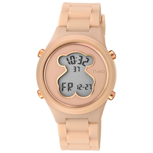 Reloj D-Bear de policarbonato con correa de silicona nude