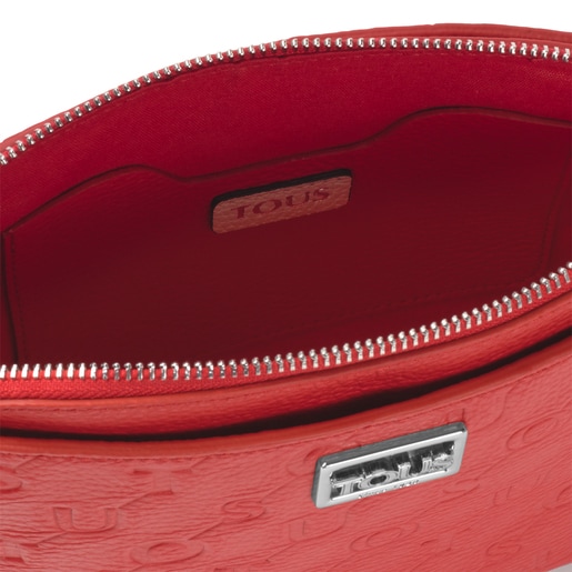 Red Leather T Script Crossbody bag