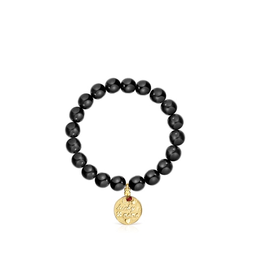 Pulsera con baño de oro 18 kt sobre plata y shungitas TOUS Good Vibes Mama