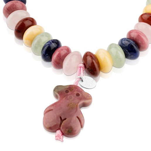 Silver TOUS Color Bracelet with chalcedony Bear motif and multicolor gemstones