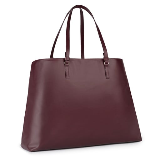 Large burgundy Leather Tulia Tote bag