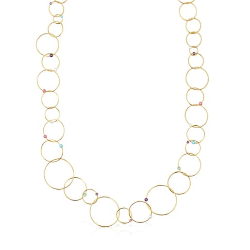 Halskette Batala aus Vermeil-Gold mit Edelsteinen