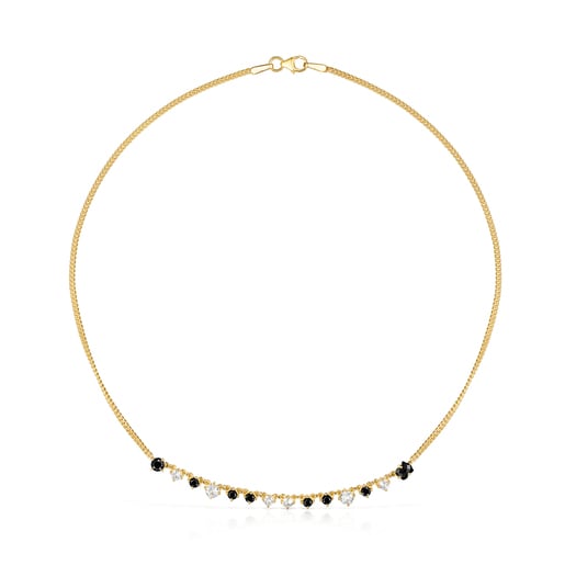 Silver Vermeil Glaring Necklace with Onyx and Zirconia