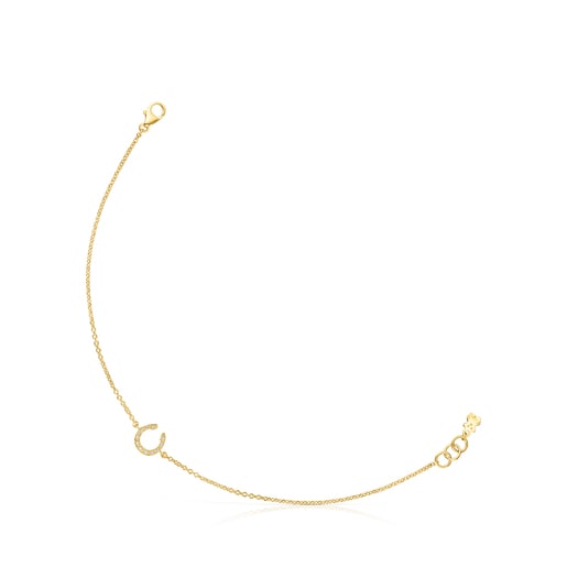 Gold TOUS Good Vibes horseshoe Bracelet with Diamonds | TOUS