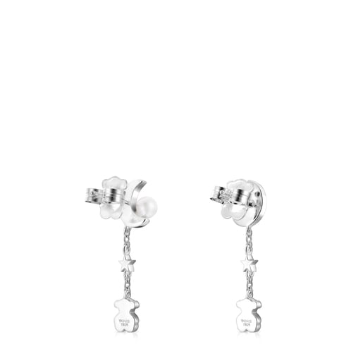 Long Nocturne Silver Earrings with Pearl | TOUS