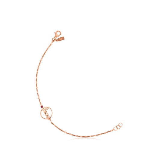 Pulsera San Valentín con baño de oro rosa 18 kt sobre plata y rubíes