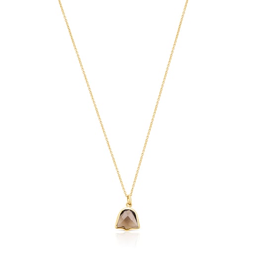 Collar Sweet Dolls Color con baño de oro 18 kt sobre plata y Cuarzo ahumado