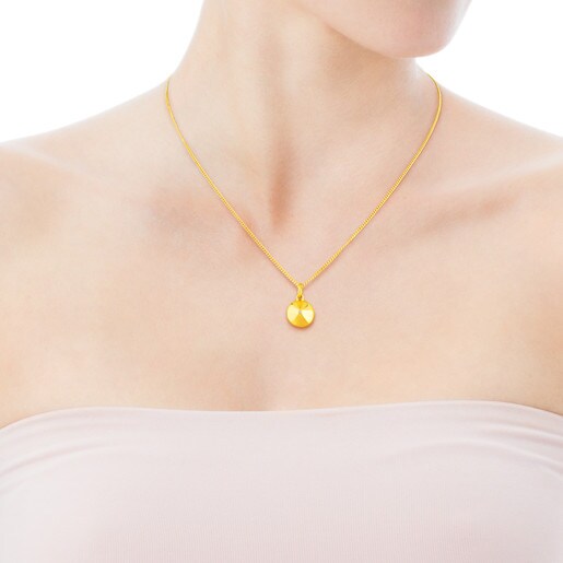 Gold Tack Necklace with Diamond