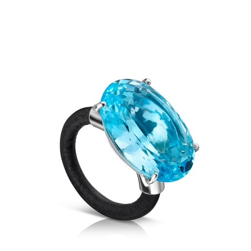Silver Cocktail Ring with blue Quartz