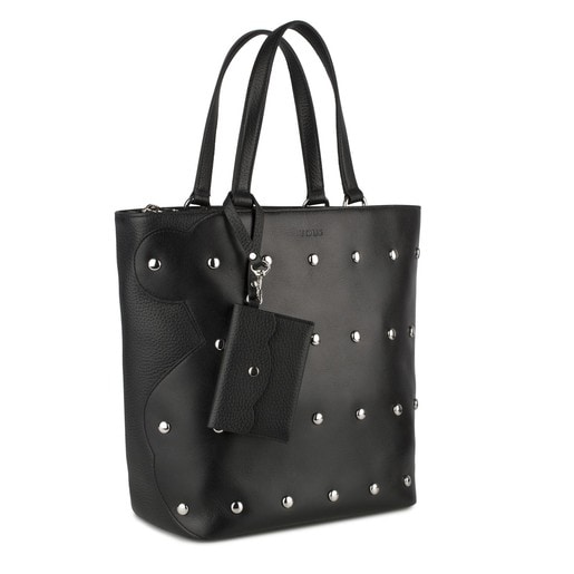 Black colored Leather Iconica Tote bag