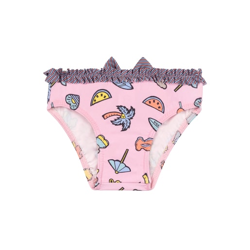 Bañador culetín con volantes Beach Rosa