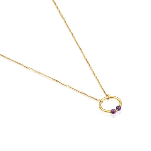 TOUS Batala Necklace in Silver Vermeil with Amethyst 2cm.