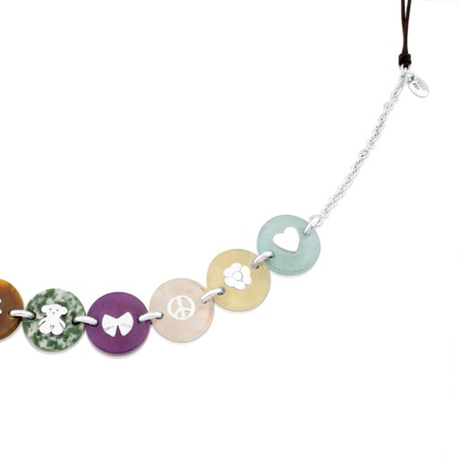 Silver Confeti Necklace with Gemstones