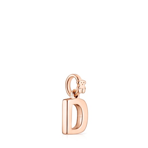 Pingente Alphabet letra D em Prata Vermeil rosa